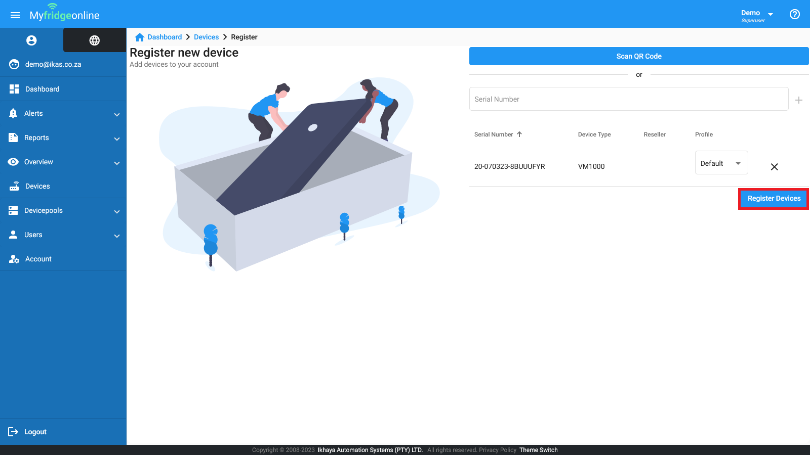 Registering A Device Myfridgeonline